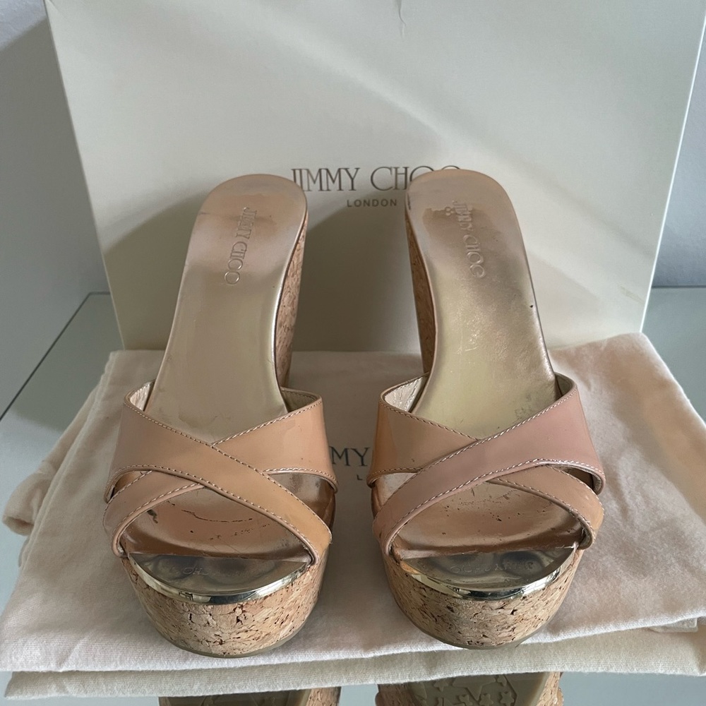 JIMMY CHOO PATENT BLUSH 123PERFUME sz 35.5/5.5 bag/box/packaging paper